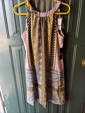 New York & Company Paisley Halter Dress in Yellow and Pink